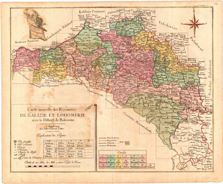 Carte nouvelle des Royaumes  DE GALIZIE ET LODO-MERIE  avec le District de Bukowine  à Augsbourg  ches Tobie Conrad Lotter