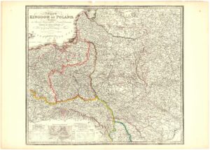 A Map of the  KINGDOM OF POLAND  Describing  its An-cient Limits with the Dismemberments;  LIKEWISE ITS PRESENT BO-UNDARY AS  Settled by ACT OF CONGRESS at Vienna. Londyn: Pu-blished by JAS. WYLDGeographer to HIS MAJESTY,  Charing Cross East
