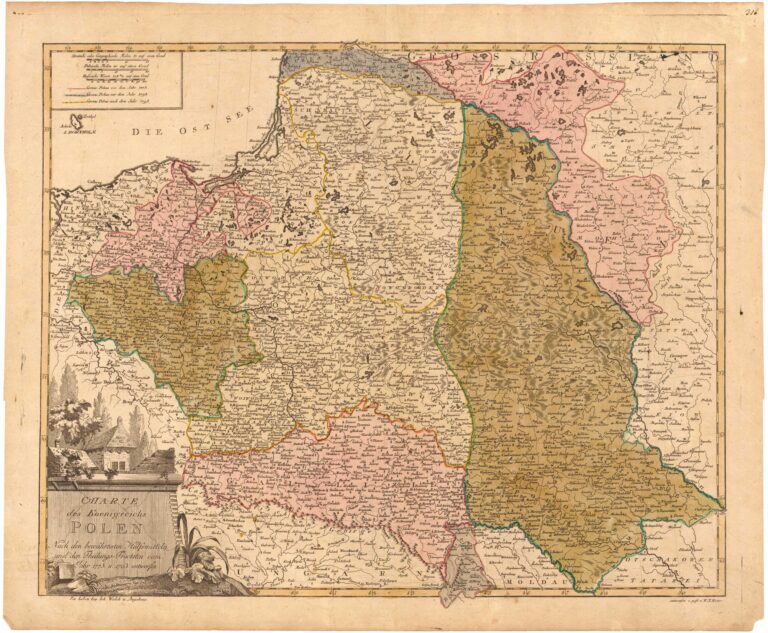 CHARTE  des Koenigreichs  POLEN  Nach den bewährtesten Hülfsmitteln  und den Theilungs – Tractaten vom  JJahr 1773. u. 1793. entworfen.