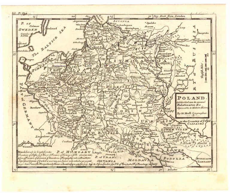 POLAND  Subdivided into its severall Palatinates &c  Agrecable to Modern History  By H Moll Geographer
