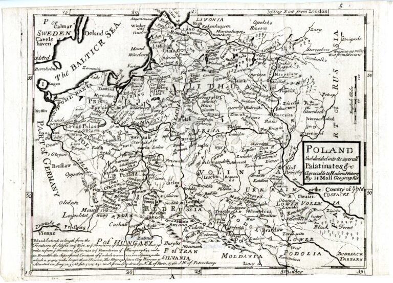 POLAND  Subdivided into its severall  Palatinates &c  Agrecable to Modern History  By H Moll Geographer