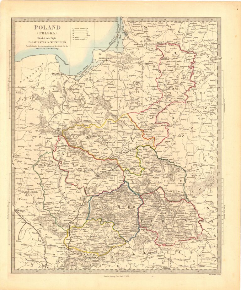 POLAND  (POLSKA)  Divided into Eight  PALATINATS OR WOÏWODIES  Published under the Superintendence of the Society for the  Diffusion of Useful Knowledge.