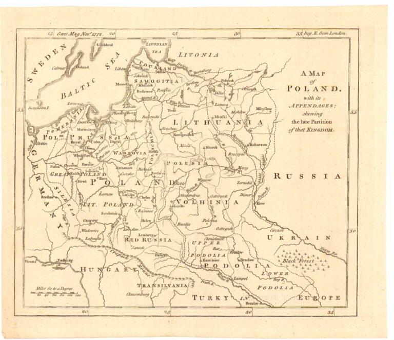 191.	A MAP ¦ of ¦ POLAND ¦ with its ¦ APPENDAGES; ¦ shewing ¦ thelate Partition ¦ for that KINGDOM.