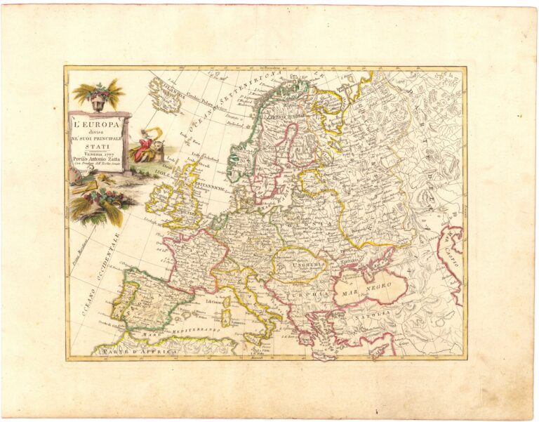 L’EUROPA  divisa  NE’SUOI PRINCIPALI  STATI  VENEZIA 1777  Presso Antonio Zatta  Con Priuilegio dell’Ecéino Senato.