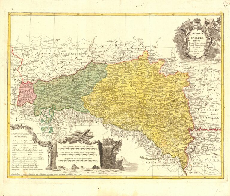 14.	LUBOMERIÆ | ET | GALLICIÆ | REGNI | Tabula Geographica | Impensis Ho-mannianorum | Hæredum | 1775 | Cum Priv. Sac. Caes. |Majestatis. | F.L.G.