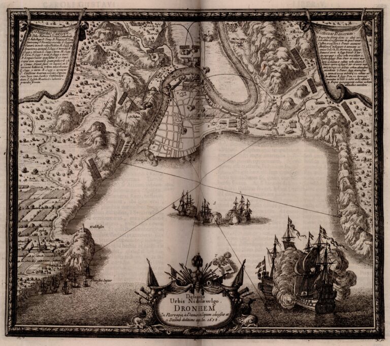 91.	Delineatio Urbis Nidrolie vulgo, DRONHEEM In Norvegia, a Danisis Septem obsefa et 11 Decemb. deditione cau An. 1658.